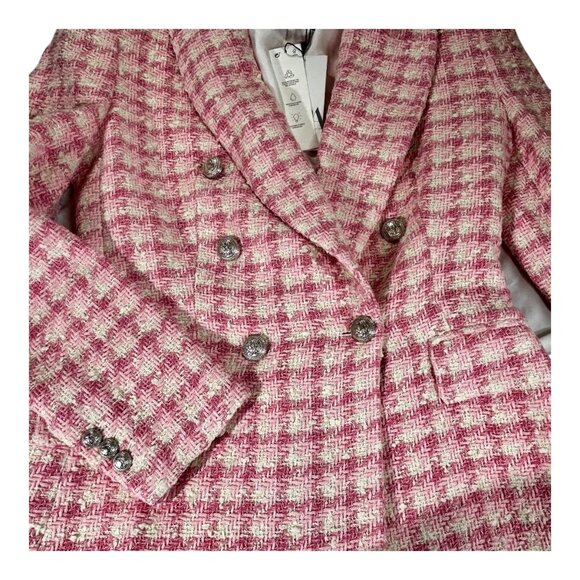 💗ZARA Size XS Pink Tweed Double-Breasted Blazer – New With Tags💗 Blogger's fav - Picture 3 of 9